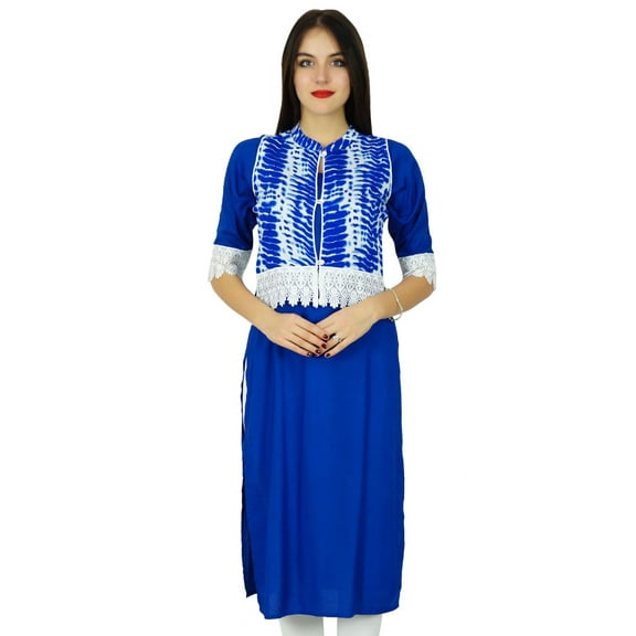Bimba Womens Rayon Straight Kurti Designer Kurta With Lace Ethnic Clothing