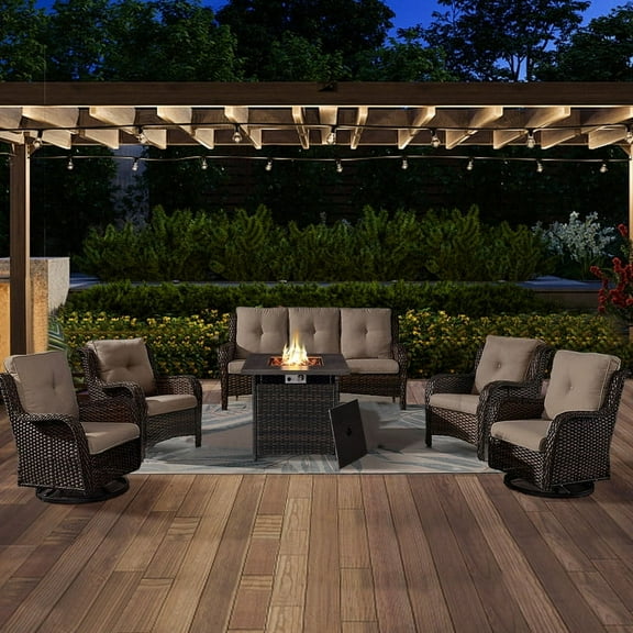 POCASSY 7 - Person Outdoor Rattan Seating Group with Cushions