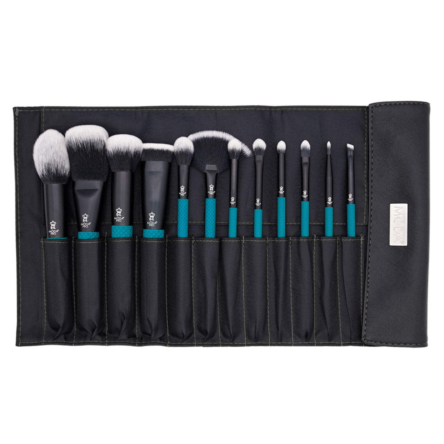 Moda Brush Pro Full Face 13pc Makeup Brush Set with  Wrap