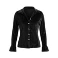 thumbnail image 6 of Klisyaur Womens Button Down Jackets Velvet Collared Long Sleeve Slim Cardigans Casual Trendy Comfy Fall Winter Tops, 6 of 7
