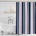 thumbnail image 4 of Navy Blue Pink Striped Waterproof Fabric Shower Curtain,Modern Minimalist Ombre Lines Waterproof Fabric Shower Curtain for Bathroom Curtains Bathtubs Hotel Shower Curtains with 12 Hooks Stall 54x78in, 4 of 8