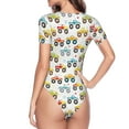 thumbnail image 4 of Haiem Cartoon Monster Trucks Women's Crew Neck Short Sleeve Bodysuit Tops Stretchy Slim Basic-Small, 4 of 9