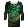 thumbnail image 4 of Gamivast Womens St Patricks Day Shirts Plus Size Funny Shamrock Clover Graphic Crew Neck Blouses Comfy 3/4 Sleeve Trendy Pullover Vacation Outfits S-5Xl, 4 of 5