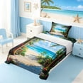 thumbnail image 3 of Manfei Oil Painting Tropical Palm Tree Twin Sheet Sets for Kids Boys and Girls, Coastal Ocean Beach Bedding 3pcs, 1 Flat Sheet, 1 Fitted Sheet and 1 Pillowcase, 3 of 6