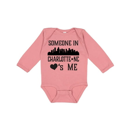 

Inktastic Charlotte North Carolina Someone Loves Me Gift Baby Boy or Baby Girl Long Sleeve Bodysuit