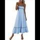 thumbnail image 3 of Vestido de Verano para Mujer, con Tirantes Finos, Informal, Fluido, de Encaje, Midi, para Playa, 2025. Azul XL, 3 of 7