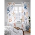 thumbnail image 3 of Sheer Curtains 108 Inches Long 2 Panels Set for Living Room, Coastal Semi Sheer Curtains for Windows, Coral Starfish Shell Couch Ocean Beach Summer Voile Window Treatments Rod Pocket Curtain, 3 of 7