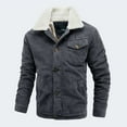 thumbnail image 4 of CHEEREAM Men's Winter Jacket Thick Thermal Cotton Warm Fleece Lined Coat Trucker Lapel Work Cargo Jackets for Men Gray 4XL, 4 of 8