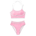 thumbnail image 4 of qucoqpe Women's High Waisted Bikini Sets Two Piece Swimsuits Color Blocking Cheeky High Cut Bathing Suits for Women, 4 of 7