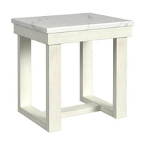 Picket House Furnishings Jocelyn Faux Marble End Table in Brushed White