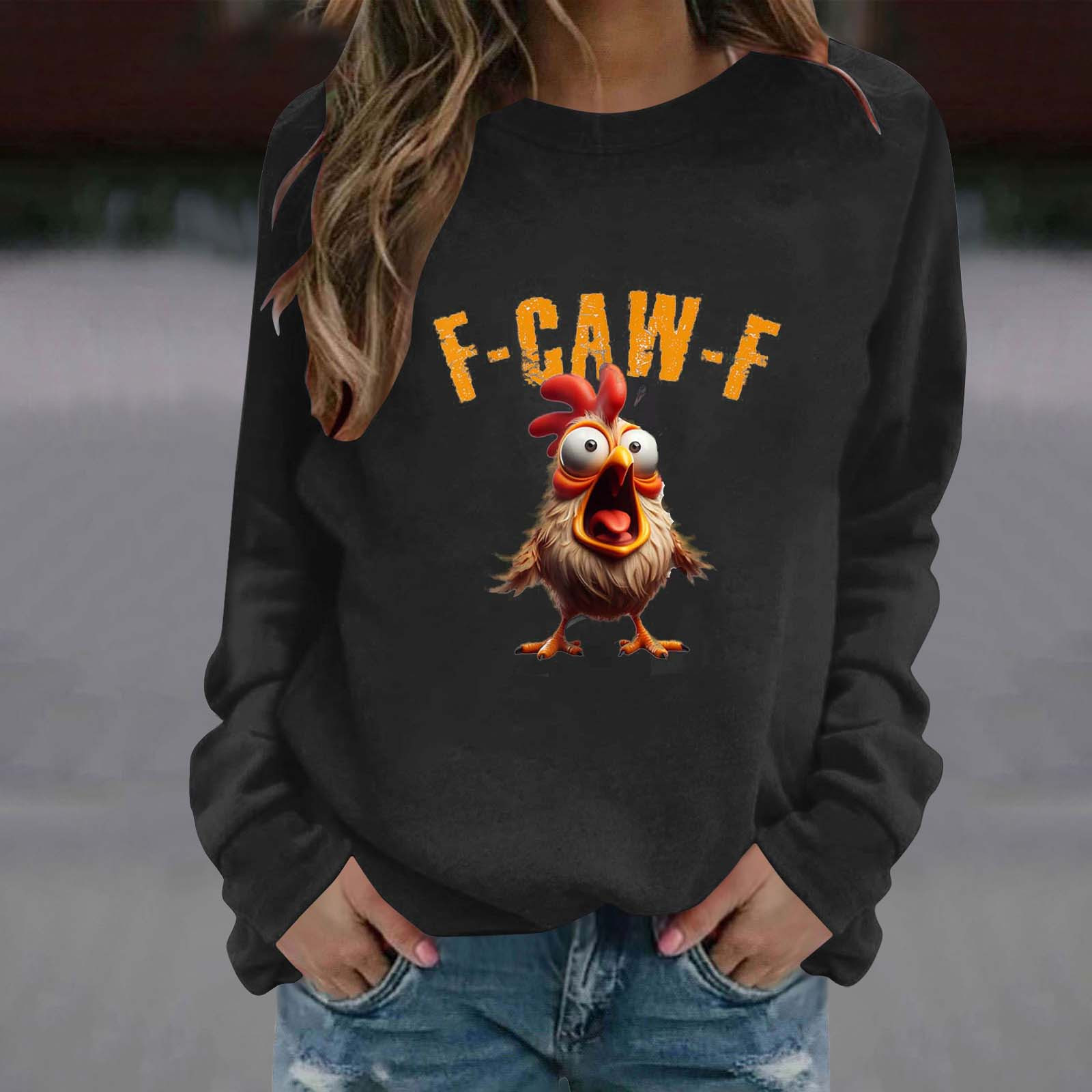 Sweat à Capuche Unisexe Drôle - Motif « F-Caw-F » Poulet, Coton, Tailles Adultes Et Jeunes