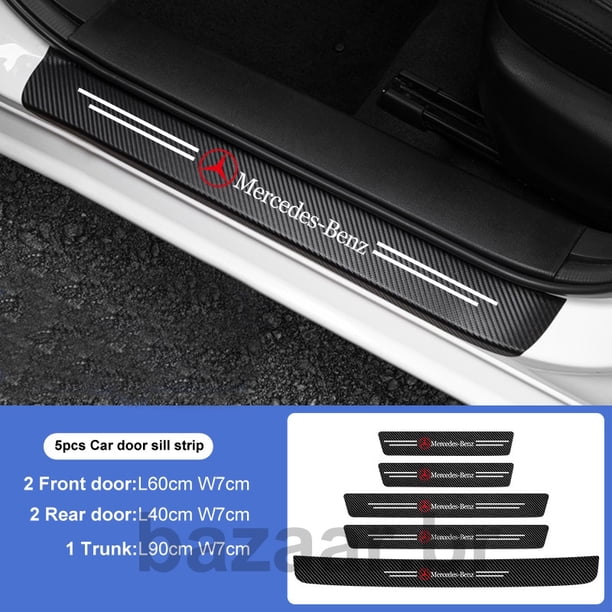 5pcs Fibra De Carbono Protector De Puerta De Coche Calcomanía De Protección Del Maletero Accesorio soleira Umbral Pegatinas
