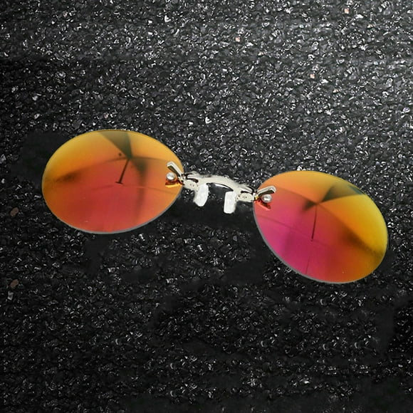 Lunettes Rétro Rondes à Pince pour le Nez pour le Cyclisme - Lunettes de Soleil Sans Monture pour Hommes Mode Style Trois Couleurs 2024 Lunettes de Soleil