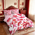 thumbnail image 2 of meiyoeat Bold Floral 7 Pieces Full Size Bedding Sets For Girls,Exotic Print Full Size Bed in a Bag,Red Pink White,Pink Reversible, 2 of 7