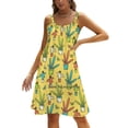 thumbnail image 1 of Line Simple Houseplants. Succulent And Grass. Pattern. Back Lacing Backless Dress Square Neck Dress Sweet Elegant Dress Flat, 1 of 5