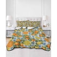 thumbnail image 2 of Full Size Quilt Bedding Set, Orange Lemons Reversible Summer Quilt 3 Pieces, Summer Botanical Checkered Farmhouse Lightweight Bedspreads Coverlets with 2 Pillow Shams for All Seasons, 2 of 5