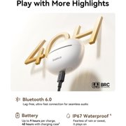 Baseus Open Ear Earbuds, 5g Clip-On Headphones, 40H Playtime,SuperBass 2.0, 4-Mic AI Clear Calls, IP67, Hi-Res LDAC & HiFi4 Acoustic Sound, Bluetooth 6.0, MC1 Pro
