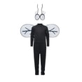 thumbnail image 4 of Norvella Boys Halloween Outfit Fly Bug 3 Piece Wings Eye Antenna Headband Neck Long Sleeve Full Length Fitted Jumpsuit, 4 of 8