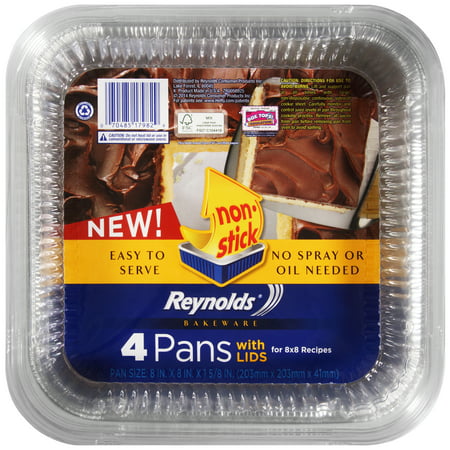 Reynolds Disposable Aluminum Cake Pans With Lids, 8x8 Inch, 4 (The Best Cake Pans)