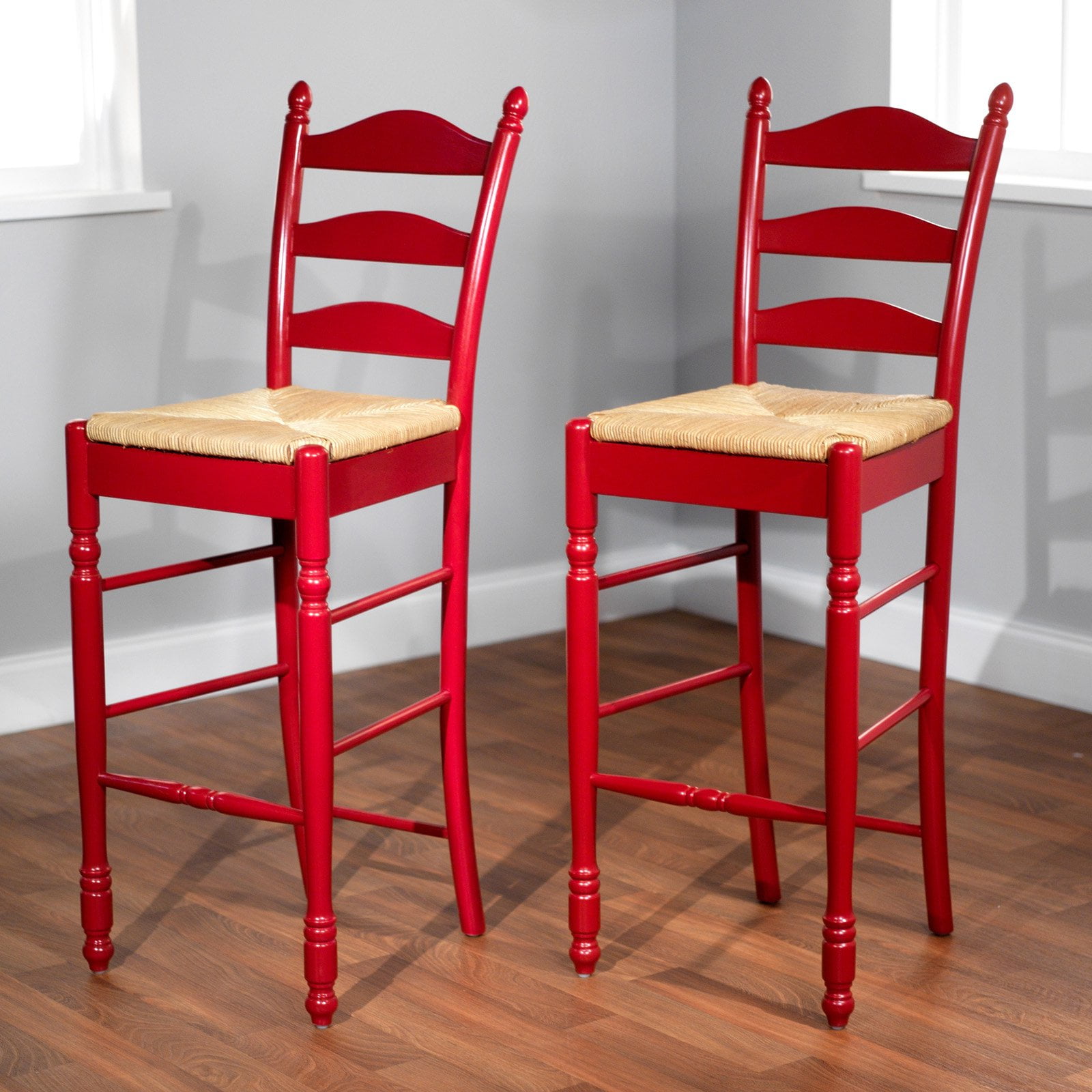 Target Marketing Systems 30 In Ladder Back Bar Stool Set Of 2 Ladder Back Bar Stool Set Of 2