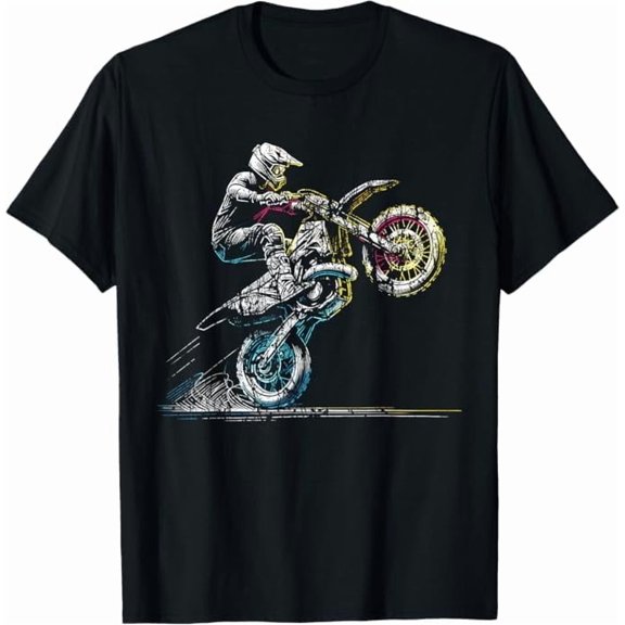 Greenink Dirt Bike Motocross Biker Men Women Vintage T-Shirt Dirtbike Rider Shirt Dirt Bike Lover Gift Unisex Pure Cotton Tee
