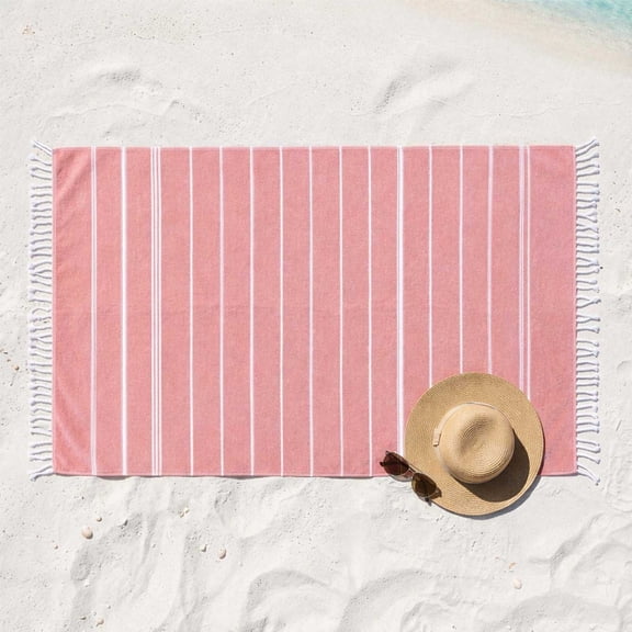 Lightweight Oversized Turkish Beach Towel Sand Free Quick Dry Soft Cotton Bath Pool Picnic Blanket with Tassels for Travel Camping Outdoor Vacation