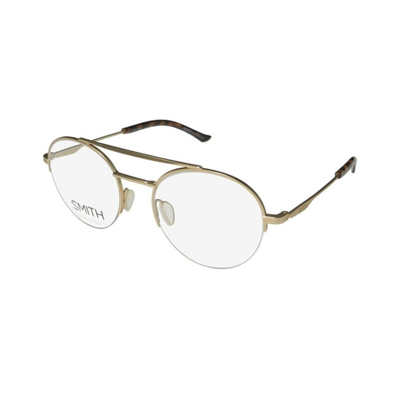 NEW SMITH OPTICS PORTER MENS/WOMENS ROUND HALF-RIM MATTE GOLD "MOB MAFIA BOSS" SHAPE ROUND LENS FRAME DEMO LENSES 52-20-140 EYEGLASSES/GLASSES