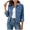 Blue Coats for Women, variant on CYMMPU Women’s Flap Pocket Denim Jacket, Lapel Collar Long Sleeve Button Down Jean Coat with Multiple Pockets Loose Fit Outerwear Green XXL