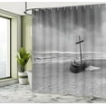 thumbnail image 5 of Ambesonne Grey Shower Curtain, Wreck Boat on the Beach, 69"Wx84"L, Black and White, 5 of 5