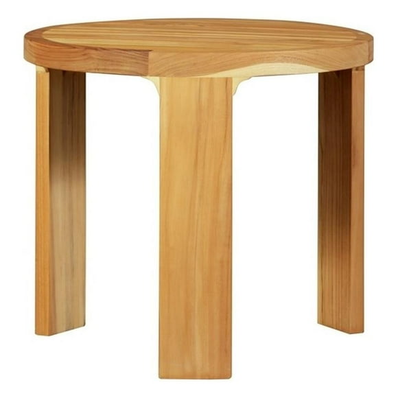 Pemberly Row Contemporary Outdoor Solid Teak Wood End Table in Natural
