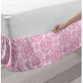 thumbnail image 2 of Pink Damask Bed Skirt, Modernized Baroque Floral Ornaments Leaves in Girly Blush Tones, Elastic Bedskirt Dust Ruffle Wrap Around for Bedding Decor, 4 Sizes, Baby Pink and Pale Pink, by Ambesonne, 2 of 2