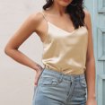 thumbnail image 4 of ZVNAΖH Women's V-neck Silk Satin Camisoles Tops Summer Casual Spaghetti Strap Tank Tops Basic Layer Undershirts Home Sleepwear, 4 of 5