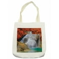 thumbnail image 1 of Waterfall Tote Bag, Lake Landscape Forest Surrounded by Autumn Leaves on Fall Season Trees, Cloth Linen Reusable Bag for Shopping Books Beach and More, 16.5" X 14", Cream, by Ambesonne, 1 of 2