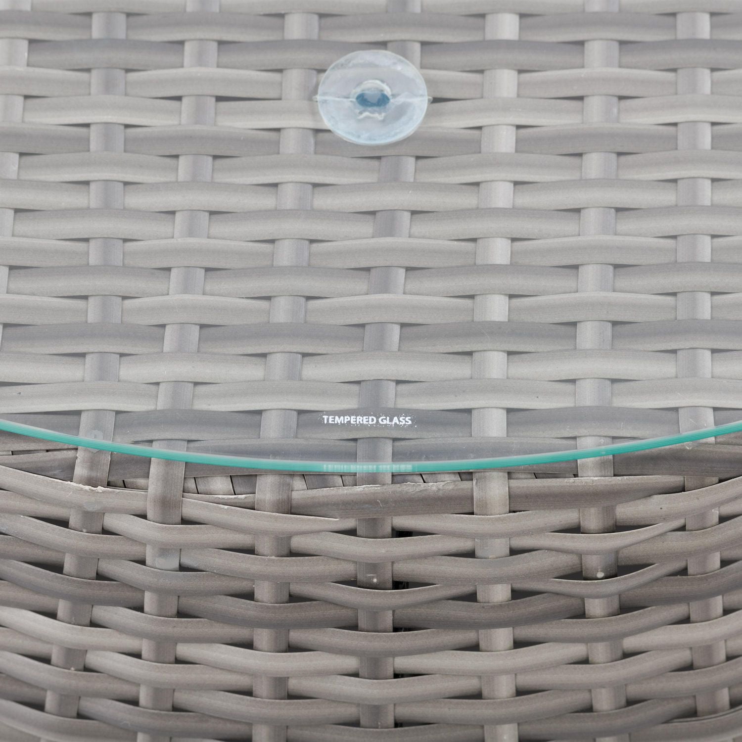 CorLiving Parksville 3-Piece Resin Wicker Patio Sectional Set- Blended Grey Finish/Oxford Blue Cushions