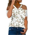 thumbnail image 2 of Aloohaidyvio Tops for Women,Women Fashion Summer Printed Regular Starpless Mesh Short Sleeves V Neck Top, 2 of 5