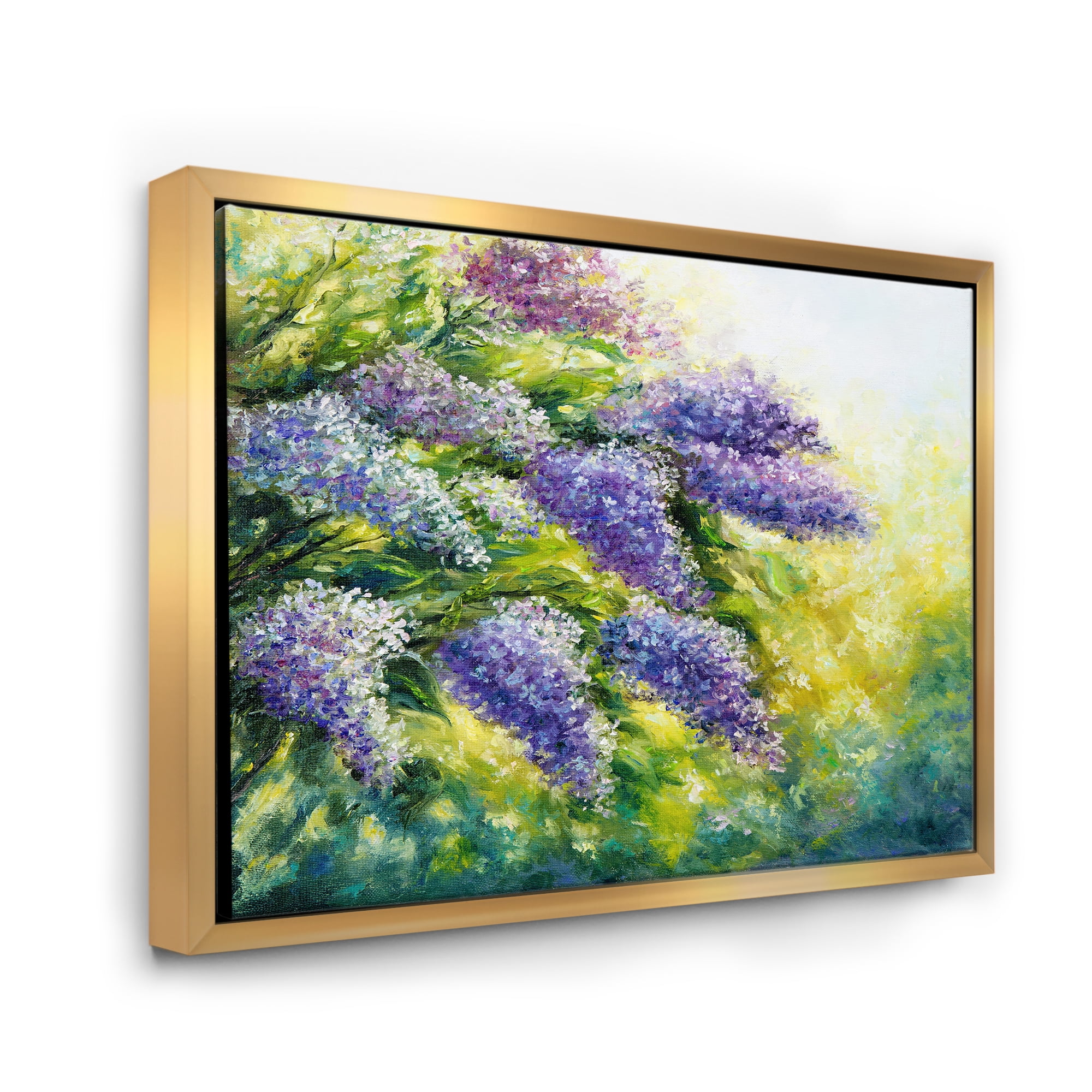 Designart 'Impressionism Lilac Tree In The Garden' Traditional Framed Canvas Wall Art Print