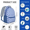 thumbnail image 6 of Blue White Checkered Backpack for School,Cute School Bag,Schoolbag with Adjustable Shoulder Straps & Padded Back,15.3"x11"x6.7", 6 of 6