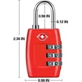 thumbnail image 3 of Candados para equipaje (paquete de 4) - Candados de combinación de 3 dígitos - Candado de viaje homologado para maletas y equipaje (rojo), 3 of 5