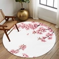 thumbnail image 3 of Round Area Rug 6 Ft, Pink Spring Floral Washable Non-Slip Circle Carpet for Living Room/Bedroom, Elegant Pastoral Flowers Watercolor Low-Profile Indoor Mats Collection Rugs for Residential, 3 of 7