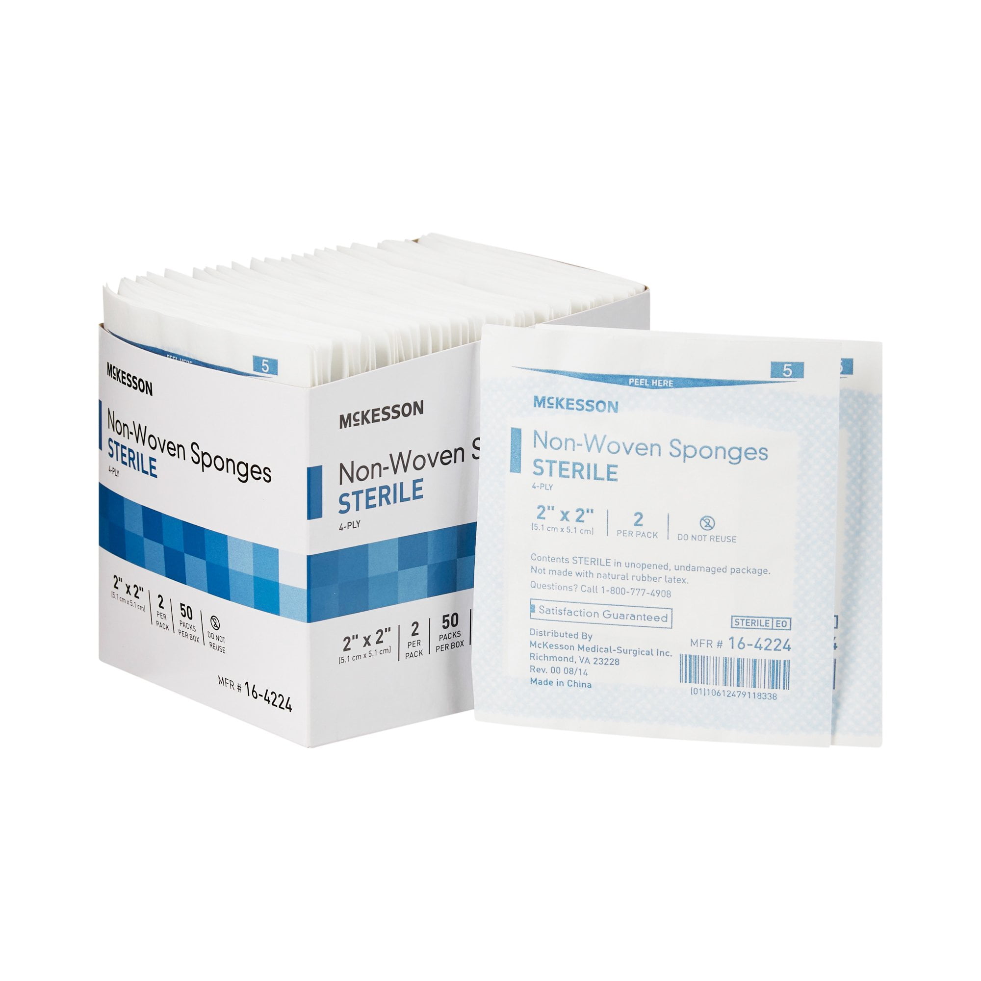 McKesson 4-Ply Non-woven Gauze Sponge Sterile 2 x 2' 50 Pack(s), 2  per Pack