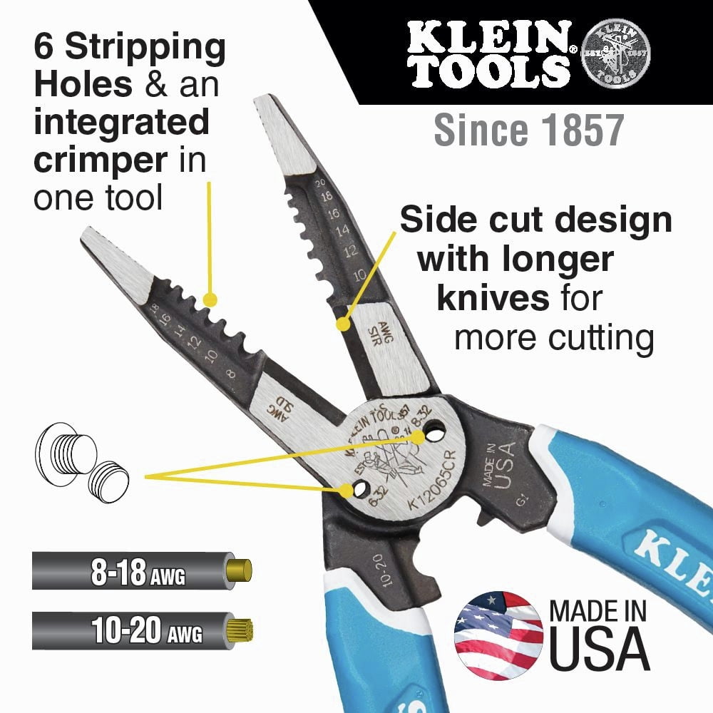 Klein Tools Klein-Kurve Heavy-Duty Wire Stripper/cutter/crimper Multi Tool 8-20 Awg