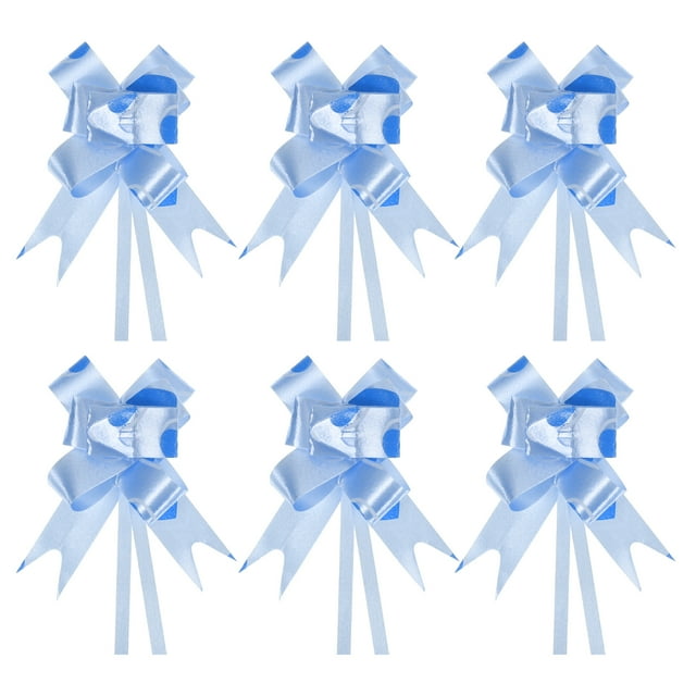 Unique Bargains 8' Pull Bows Gift Wrapping Pull Bow Heart Pattern Baskets Present Bows Knot Ribbon Light Blue 300 Pcs