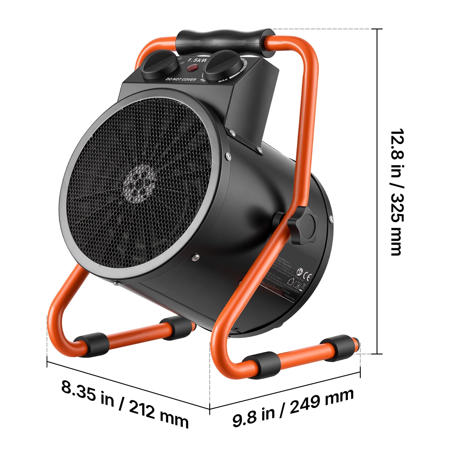 KFFKFF 1500W Electric Greenhouse Heater with Adjustable Fan Modes, IPX4 Waterproof Design, 25° Tilt Function, Overheat Protection, Ideal for Grow Tents, Small Greenhouses, Flower Rooms