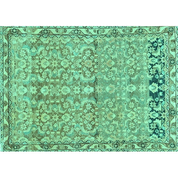 Ahgly Company Indoor Rectangle Abstract Turquoise Blue Contemporary Area Rugs, 5' x 8'
