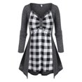 thumbnail image 1 of Camiseta Talla Extra a Cuadros Espacio Teñido Rosegal  Mangas largas de talla grande, 1 of 5