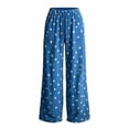 thumbnail image 6 of MVRLSH Women's Wide Leg Pants Gradient Elastic Waist Nine Inch Loose Trousers Decorated With Button Side Pocket Details Stretch Dress Casual Flowy Palazzo Pants Blue - M, 6 of 6