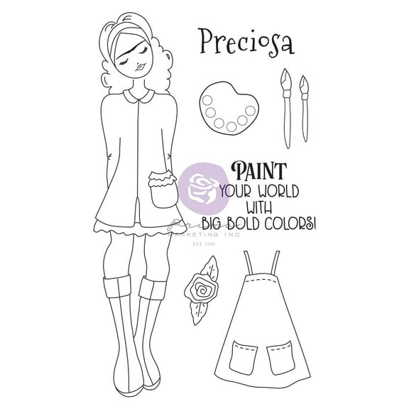 Prima Marketing Julie Nutting Mixed Media Cling Rubber Stamp-Frida