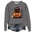 thumbnail image 4 of Women's Hoodedless Sweatshirt for Wear with Halloween Graphic Casual Pullover Top for Spring and Autumn Fashion Streetwear Grey XL, 4 of 4