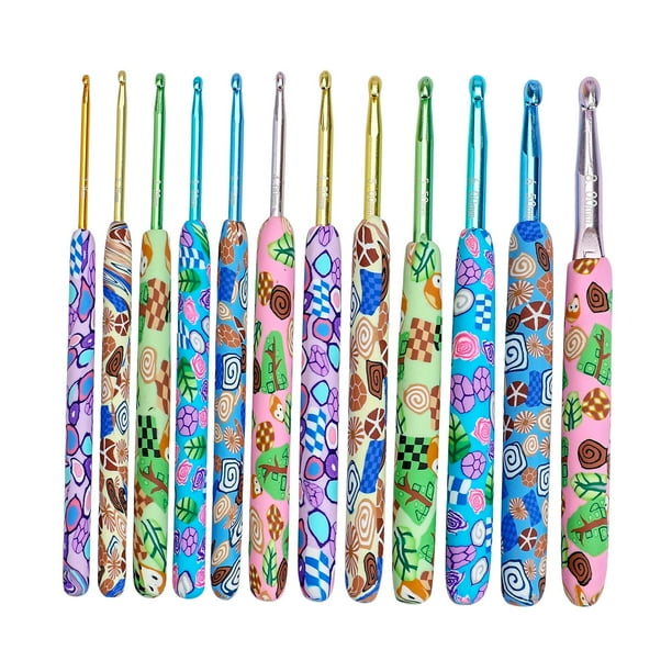 9/12 piezas de agujas de ganchillo con mango de aluminio para tejer manos artríticas, ganchillo, regalo Animales de 2.25-8.0mm.