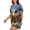 thumbnail image 3 of Womens Pajama Sets With Pocket, Cute Daisy Cow Lounge Sets Short Sleeve Sleepwear PJ Sets for Women, 3 of 6